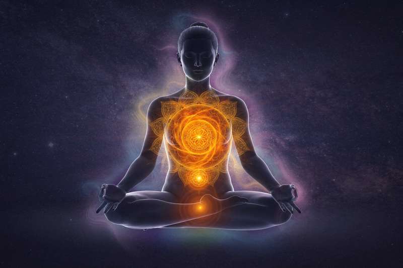 Orangefarbenes Energiesymbol mit Wasserelementen, das die kreative Kraft und emotionale Balance des menschlichen...