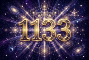 Mystische Zahlenkombination 1133 in leuchtenden Farben symbolisiert spirituelle Führung und göttliche Absicht.