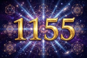 Engelszahl 1155 in mystischer Darstellung mit leuchtenden Ziffern, die Authentizität und persönliche Wahrheit symbolisiert.