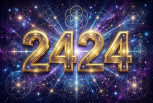 Mystische Zahlenfolge 2424 in leuchtenden Farben symbolisiert spirituelle Botschaften und himmlische Unterstützung bei der...