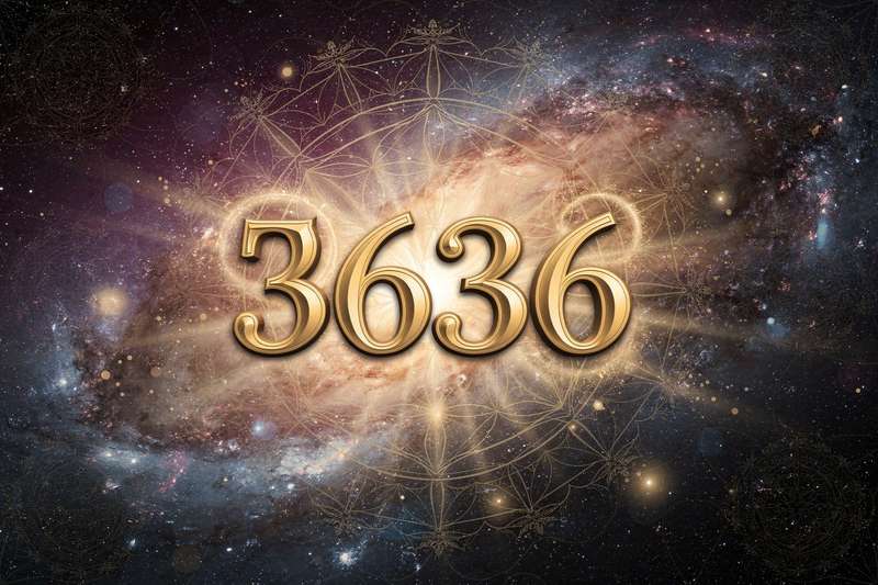 Abstrakte Darstellung der Engelszahl 3636 mit spirituellen Symbolen und leuchtendem Licht zur Verdeutlichung göttlicher Führung.