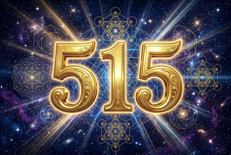 Mystische Zahlenfolge 515 in leuchtendem Gold auf dunklem Hintergrund symbolisiert spirituelle Führung und persönliche...