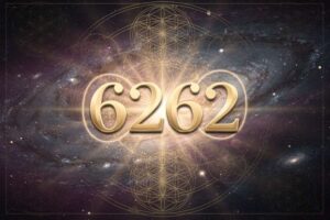 Symbolische Darstellung der Engelszahl 6262 mit leuchtenden Ziffern, die göttliche Botschaften für spirituelles Wachstum und...