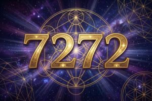Symbolische Darstellung der Engelszahl 7272 mit leuchtenden Zahlenfolgen zur Verdeutlichung spiritueller Botschaften und...