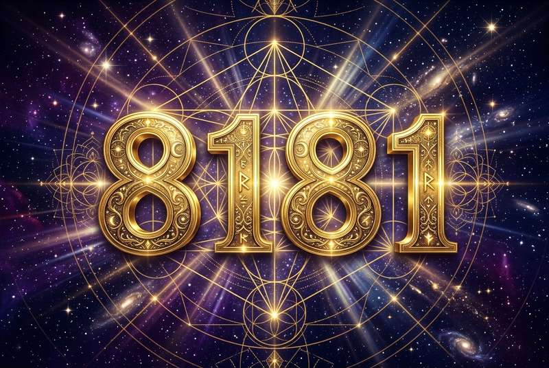 Symbolische Darstellung der Engelszahl 8181 mit leuchtenden Zahlenmustern zur Veranschaulichung spiritueller Führung und...