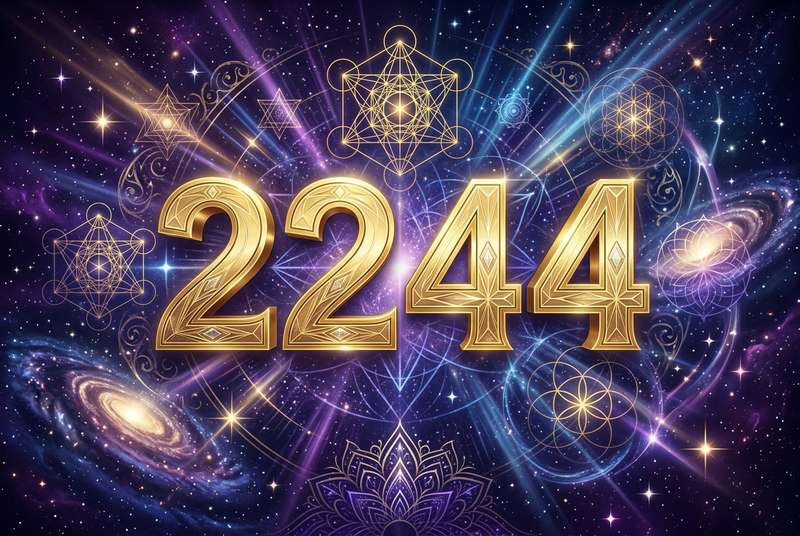 Numerologisches Symbol der Engelszahl 2244 zur Selbstmeisterung und spirituellen Transformation auf dem göttlichen Lebensweg.