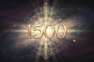 Symbolische Darstellung der Engelszahl 1500 mit leuchtenden Ziffern zur Verdeutlichung spiritueller Führung und persönlicher...