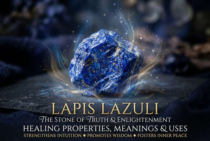 Tiefblauer Lapislazuli Stein mit goldenen Pyrit-Einschlüssen, der für spirituelle Heilung und Meditation verwendet wird.
