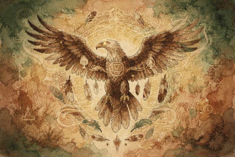 Verschiedene Vogelarten fliegen durch einen strahlenden Himmel und symbolisieren Freiheit, spirituelle Erhebung und die...