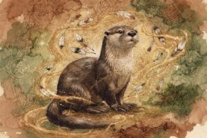 Fischotter spielt verspielt im Wasser und verkörpert die Lebensfreude und den fließenden Rhythmus der Natur.