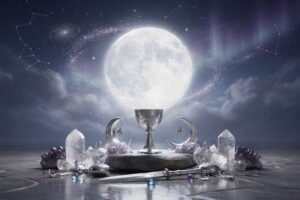 Astrologisches Radix-Chart oder Mondphase-Darstellung mit Krebssymbol zur Visualisierung emotionaler Mondqualitäten.
