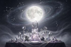 Dunkler Mond mit rötlichem Schatten während einer totalen Finsternis am nächtlichen Himmel.