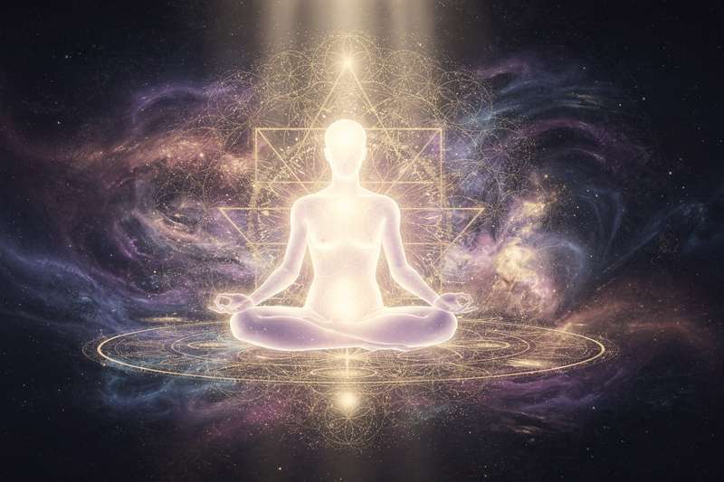 Frau sitzt meditierend im Freien und öffnet sich für spirituelle Führung und innere Weisheit.