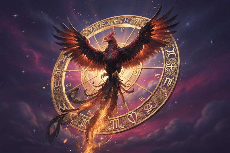 Astrologisches Schaubild zeigt die zwölf Häuser des Horoskops mit Fokus auf das achte Haus für tiefe psychische Prozesse.