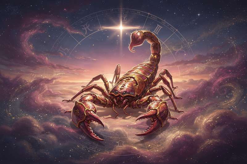 Astrologisches Diagramm zeigt die Mondknoten mit Skorpion und Stier Symbolen zur Veranschaulichung der karmischen Lebensaufgabe.