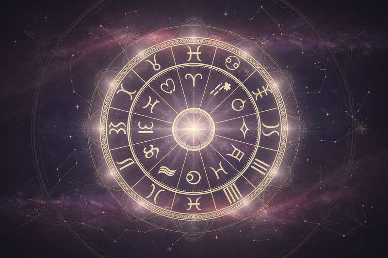 Grafische Darstellung eines Quincunx-Aspekts zwischen zwei Planeten im Geburtshoroskop mit 150 Grad Winkel.