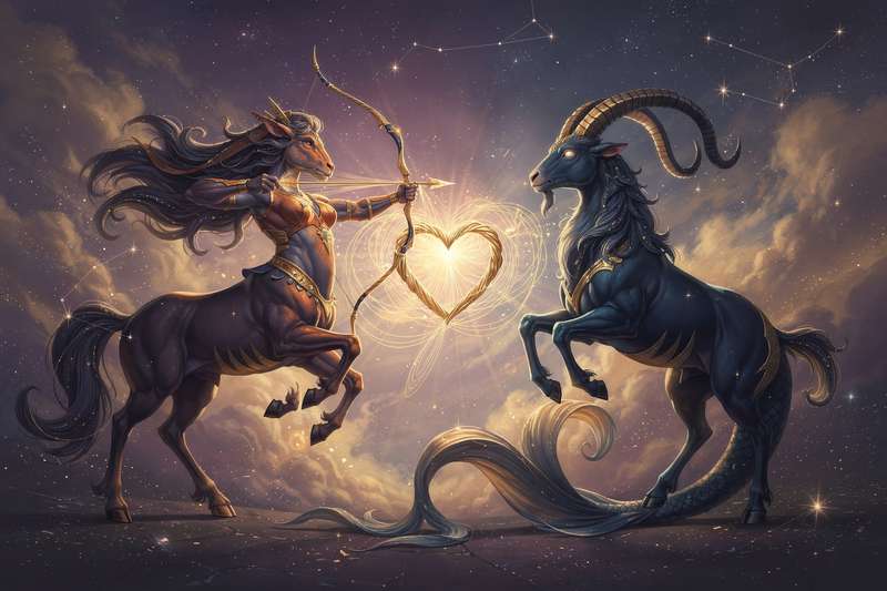 Schütze und Steinbock Sternzeichen treffen aufeinander in einer Konstellation zwischen Feuer und Erde.