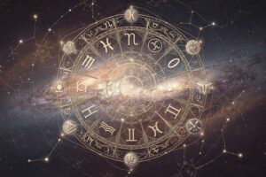 Astrologisches Schaubild zeigt die Planetensymbole von Merkur und Mars mit verbindenden Linien, die ihre kosmischen...
