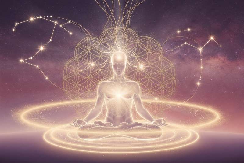Eine Frau sitzt in meditativer Haltung und flüstert affirmative Worte zu sich selbst, um ihre Manifestationsziele zu verstärken.