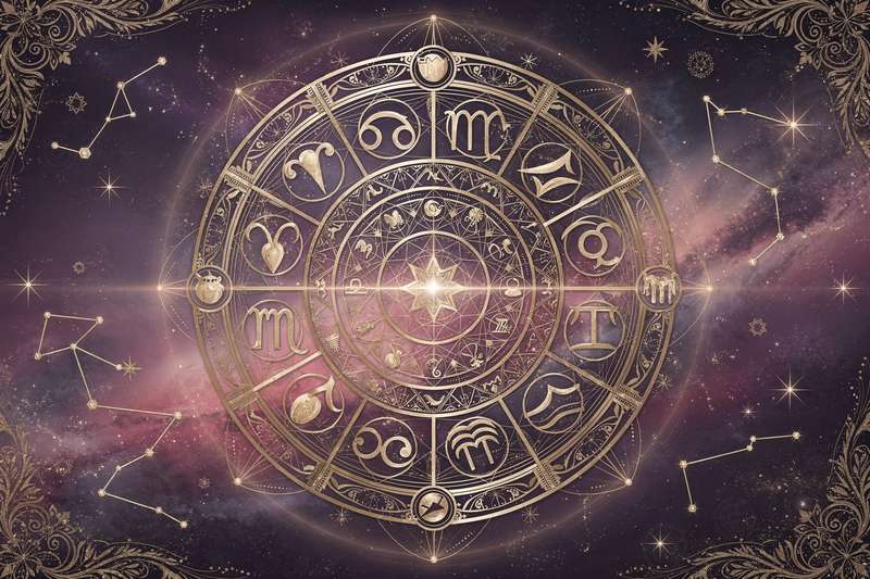 Astrologisches Symbol der Venus vor einem dunklen Hintergrund mit Steinbock-Konstellation und erdigen Farbtönen.