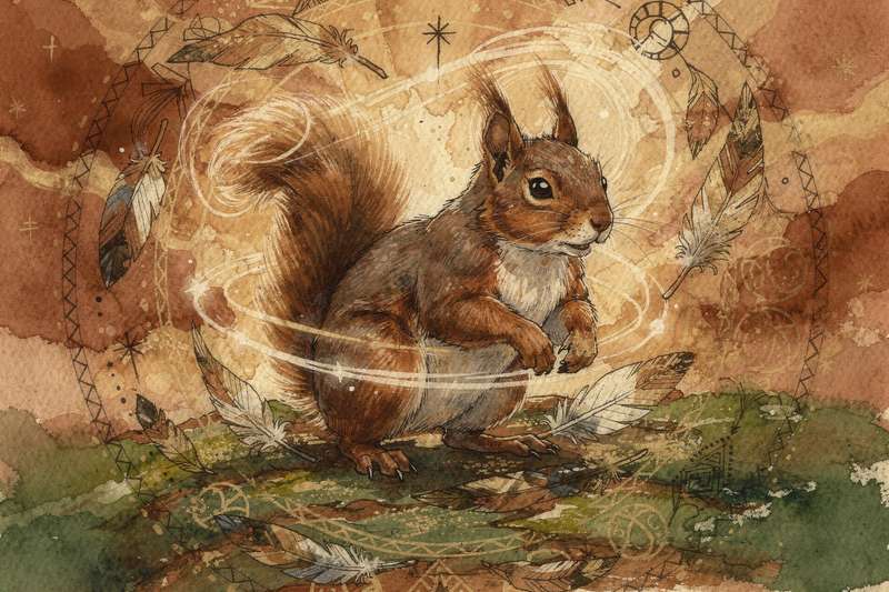 Eichhörnchen springt mit ausgebreiteten Krallen zwischen Baumzweigen und symbolisiert Beweglichkeit sowie Vorbereitung.