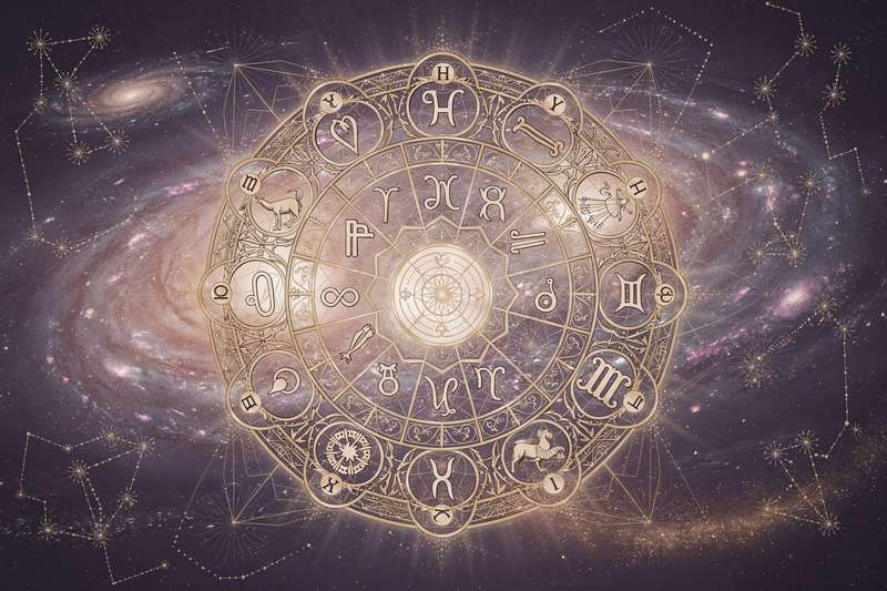 Astrologischer Wochenplan mit Sternzeichen-Symbolen und Aufgabenlisten zur optimalen Nutzung kosmischer Energien.