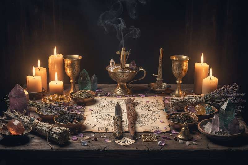 Fünfzackiger Stern innerhalb eines Kreises als magisches Schutz- und Ritualsymbol in der Hexenkunst.