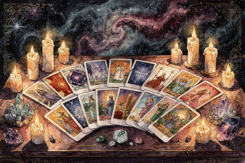 Tarotkarte aus dem Großen Arkanum zeigt die Nummer dreizehn mit symbolischer Darstellung von Transformation und Wandel in...