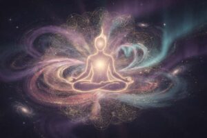 Kristallklare Räume mit brennenden Räucherstäbchen und Kerzen zur energetischen Reinigung und spirituellen Erneuerung des...