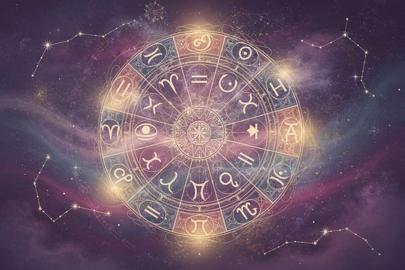 Astrologisches Horoskop-Diagramm mit Planeten und Tierkreiszeichen zur finanziellen Planung im Wonnemonat.