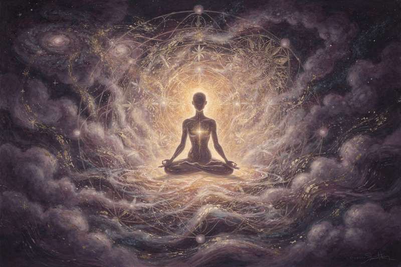 Suzy Ashworth sitzt in entspannter Pose und strahlt positive Energie aus, während sie zum Thema persönliche Transformation und...
