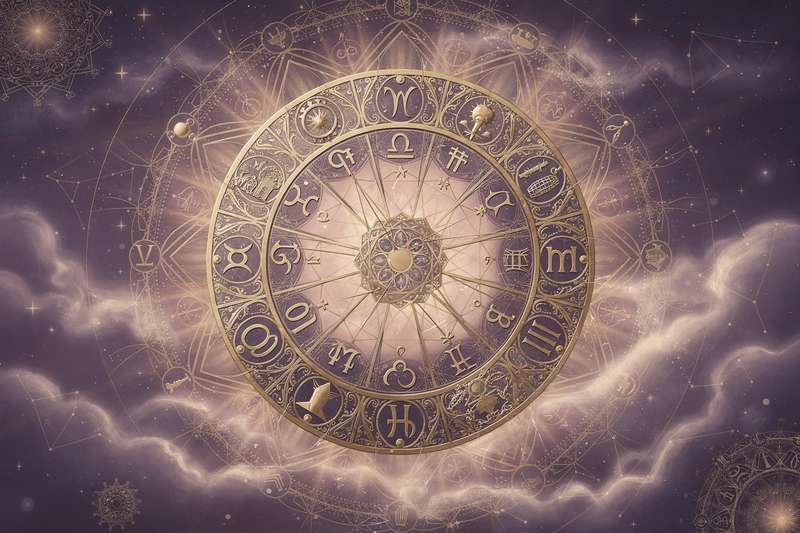 Astrologische Symbole und Himmelskörper deuten auf berufliche Chancen und Herausforderungen für den heutigen Tag hin.