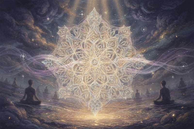 Bunte Zahlen und symbolische Muster zeigen die spirituelle Bedeutung karmischer Schicksalszahlen in der numerologischen Praxis.