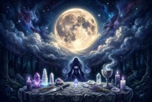 Heller Mond in zunehmender Phase mit großer beleuchteter Fläche vor dunklem Sternenhimmel während der Waxing-Gibbous-Phase.