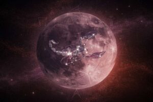 Astrologisches Horoskop zeigt den Mond im Sternzeichen Skorpion mit intensiven emotionalen Energien und transformativen Kräften.