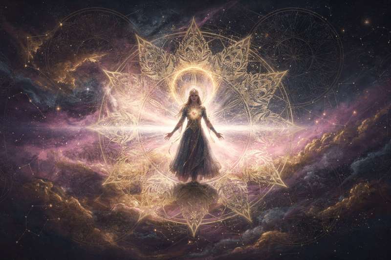 Frau sitzt nachdenklich in dunklem Raum und blickt zum Fenster, symbolisiert innere Dunkelheit und spirituelle Transformation.