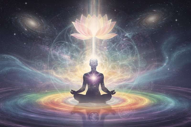 Frau sitzt meditierend in der Natur und erlebt innere Transformation während ihres spirituellen Entwicklungsprozesses.