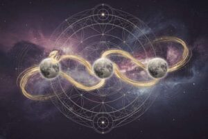 Astrologisches Diagramm zeigt die Rückläufigkeit des Merkurs mit Daten im Jahr 2026 und betroffene Tierkreiszeichen.