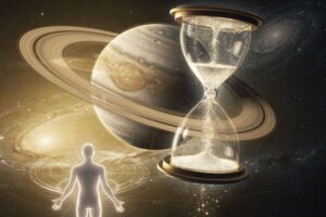 Astrologisches Geburtshoroskop mit Saturn-Symbol und Altersangabe zeigt die Rückkehr-Phase im dritten Jahrzehnt des Lebens.