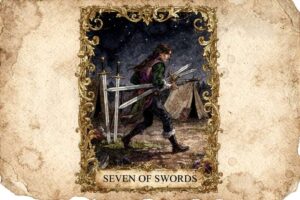 Sieben der Schwerter Tarot-Karte: Ein Leitfaden zu Täuschung, Strategie & Wahrheit