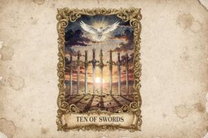 Zehn der Schwerter Tarot-Kartenbedeutungen: Abschiede und Wiedergeburt meistern