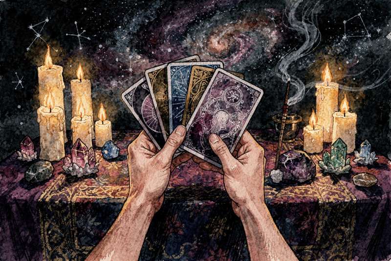 Verschiedene Orakelkarten und Tarotkarten nebeneinander angeordnet zur Veranschaulichung ihrer unterschiedlichen Designs und...