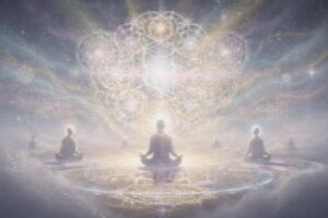 Eine mystische Tarotkarte mit goldenem Rahmen zeigt einen kraftvollen Archetypen als Symbol für persönliche Entwicklung und...