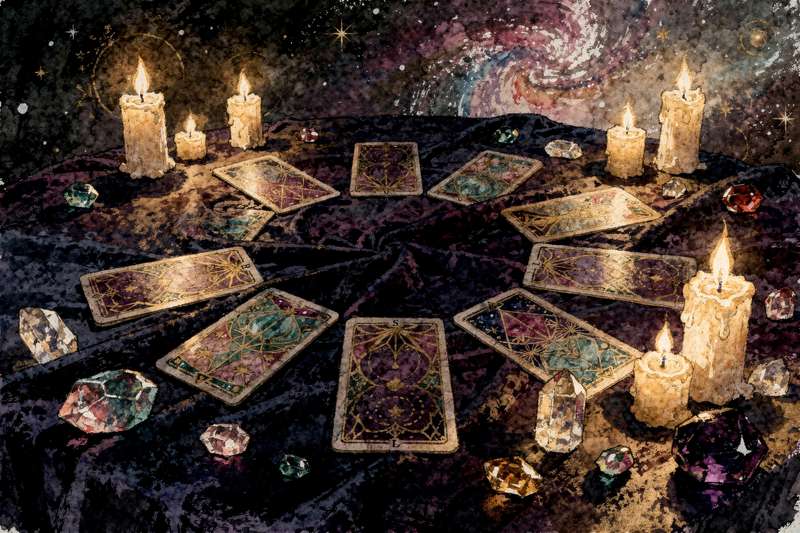 Tarotkarten in einer sanften Legung angeordnet, die der inneren Kindarbeit und emotionalen Heilung gewidmet ist.