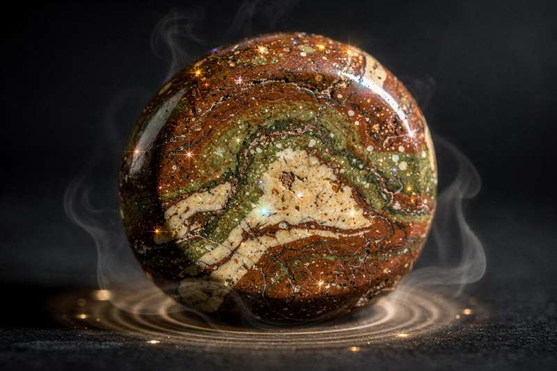 Rauer Jaspis-Stein in erdigen Farbtönen, ein natürliches Mineral für Schutz und energetische Erdung.