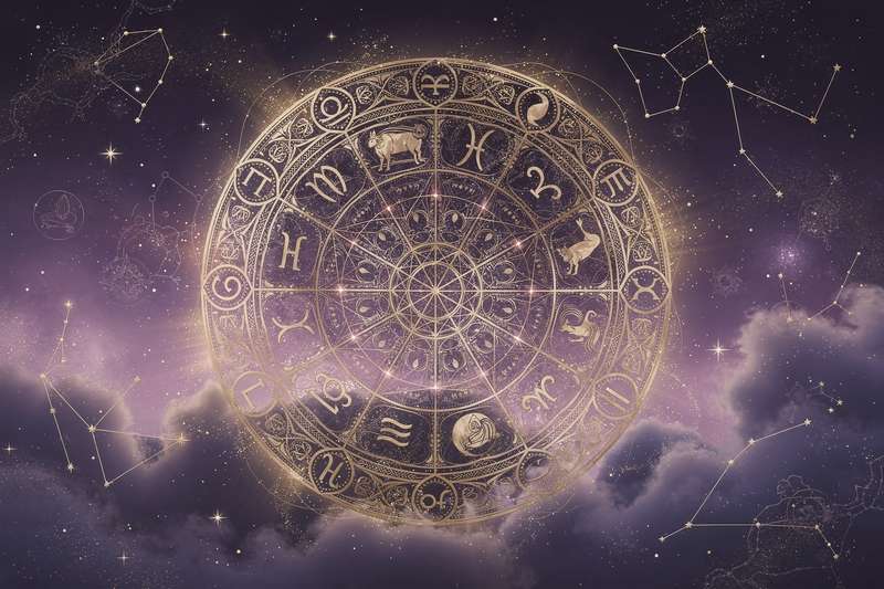 Astrologische Darstellung der Zwillinge mit Sternenkonstellation und Mondphasen für die Prognose im Juli 2026.