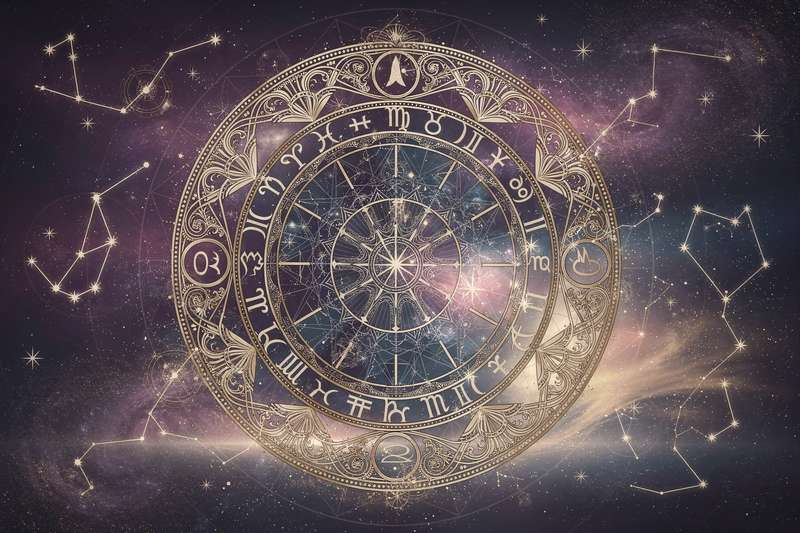 Löwe-Sternzeichen mit astrologischen Symbolen und Mondphasen für die Prognose im Juli 2026.