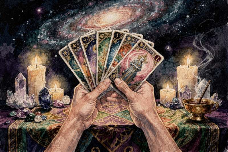 Die 16 Hofkarten des Tarot in einer übersichtlichen Anordnung mit ihren Symbolen und Bedeutungen zur Interpretation.