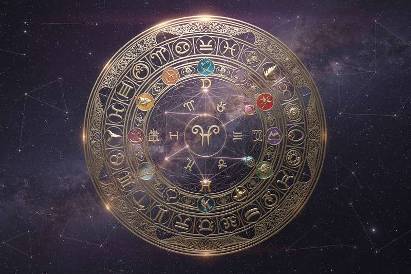 Geburtshoro­skop mit Lilith-Symbol und Mondphasen zur Deutung der schwarzen Mond Lilith Position.