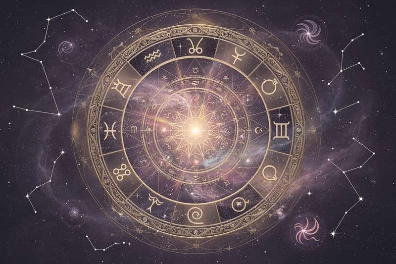 Astrologische Darstellung der Kompatibilität zwischen Stier und Löwe mit symbolischen Elementen wie Sternzeichen und...